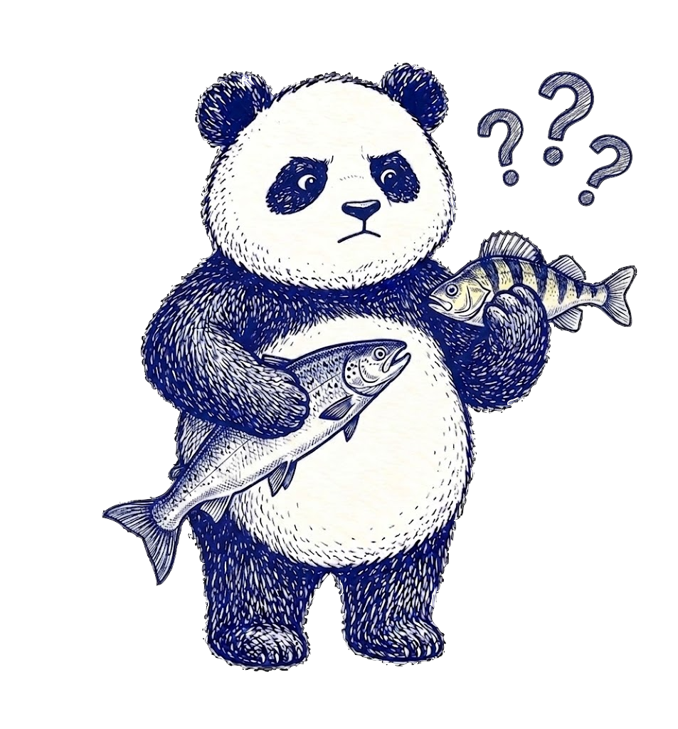 Kai the panda with fish