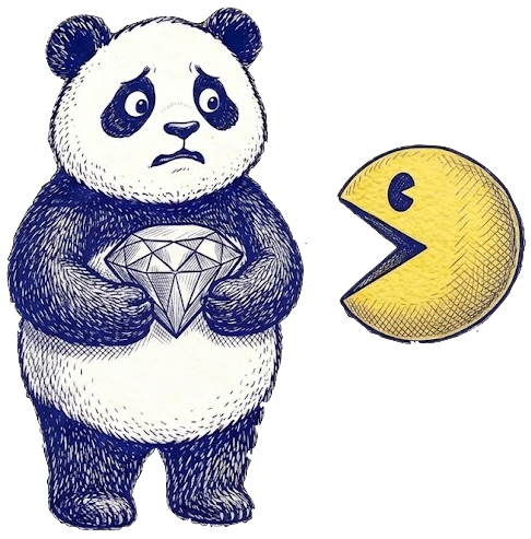 Kai the panda playing Pacman